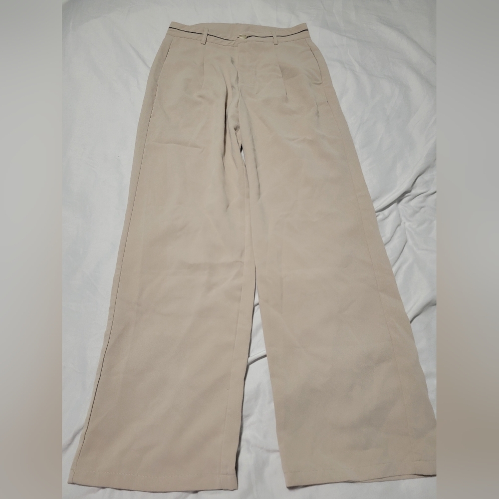 Beige Wide-Leg Women's wide leg flowy Trousers